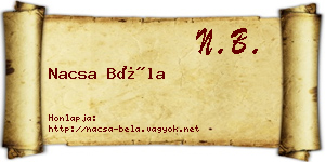 Nacsa Béla névjegykártya