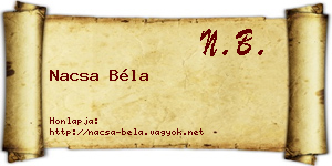 Nacsa Béla névjegykártya